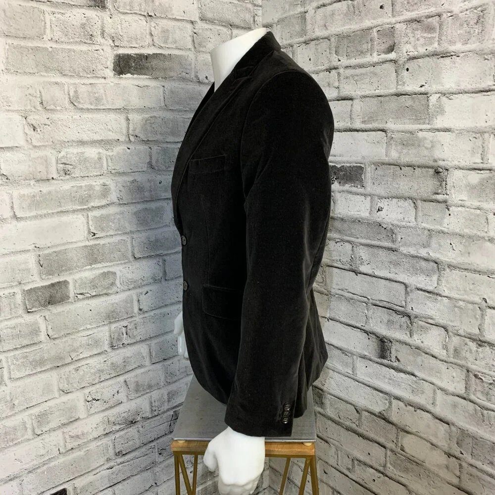 Banana Republic Velvet Blazer Sport Coat Mens 40S Black Tailored Fit Two Button - Picture 7 of 16